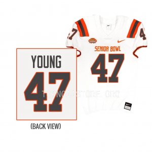 Men's Alabama Crimson Tide #47 Byron Young 2023 Senior Bowl American team White NCAA Uniform College Football Jersey 2403DPXQ4